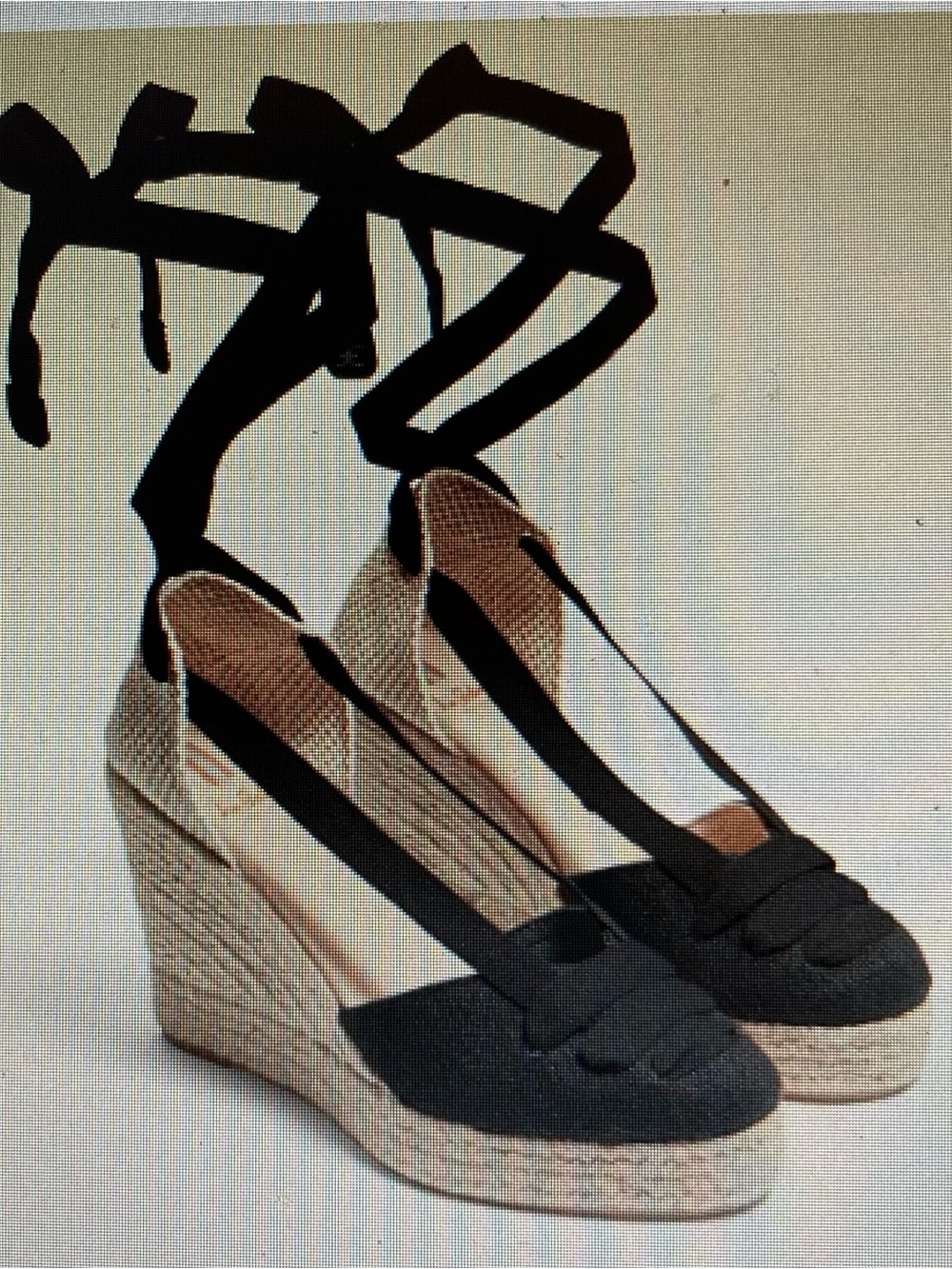 SAM EDELMAN | Margherita Wedge Espadrille | Black Suede & Natural Jute | US 7.5